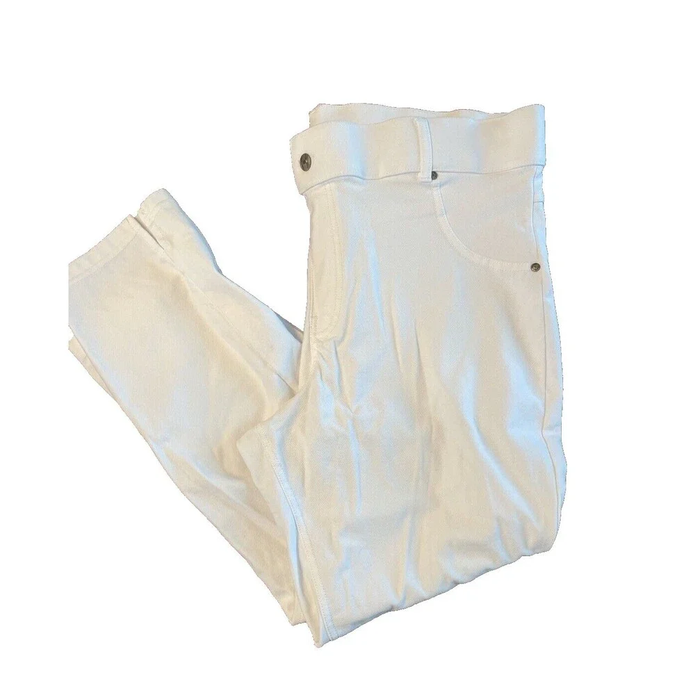 HUE Ankle Slit Essential Denim Capris White Sz XL